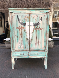 Hand-painted skull cabinet