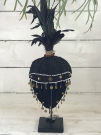 Decoratie hoed met veren zwart