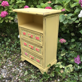Yellow / pink cabinet hand painted