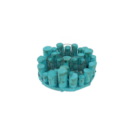 Wooden tealight holder dark turquoise