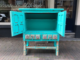 Turquoise cabinet hand-painted