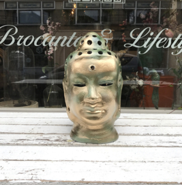 Buddha hoofd met gaatjes goud/turquoise