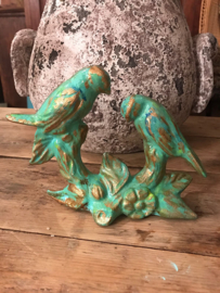 Vogeltjes in turquoise/goud