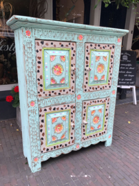 Hand-painted turquoise cabinet