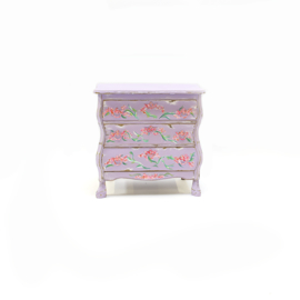 Cabinet lila with hand-painted flowers