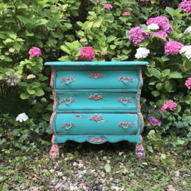 Turquoise cabinet hand painted