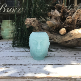 Buddha waxinelichthouder klein turquoise