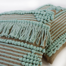 Boho frills cushion turquoise