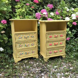 Yellow / pink cabinet hand painted