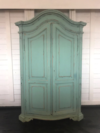 Turquoise brocante kast