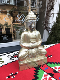 Houten Buddha goud