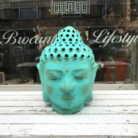 Buddha head with little holes Turquoise large