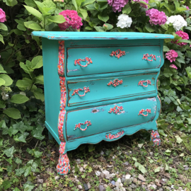 Turquoise cabinet hand painted