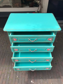 Handgeschilderde turquoise kastje
