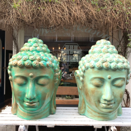 Groot buddha hoofd turquoise goud