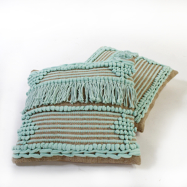 Boho frills cushion turquoise