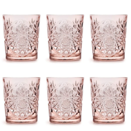 Coral Pink Libbey Hobstar drinkglazen - set van 6