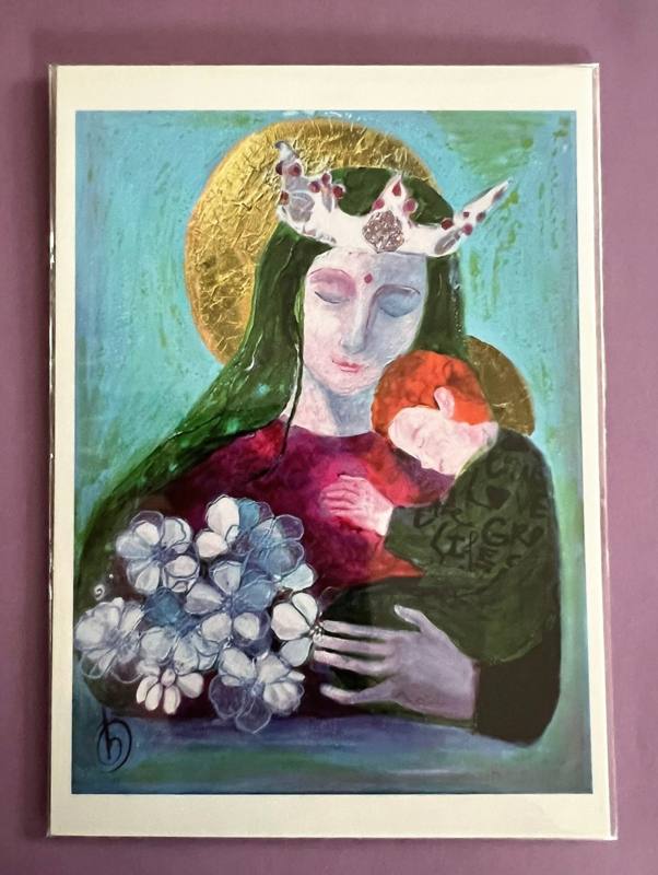 Kunstkaart Toverkunst - Maria & bloemen