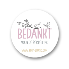 Sluitstickers Bedankt voor je bestelling vogeltjes- met naam webwinkel