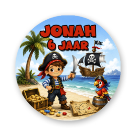 Traktatiestickers Piraten met naam en leeftijd