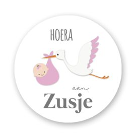 Sluitzegels  Hoera een zusje ooievaar