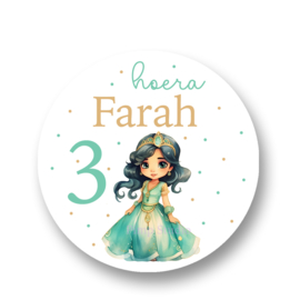 Traktatie stickers -Prinsesje Farah