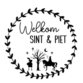 Raamsticker Welkom Sint en Piet wreath