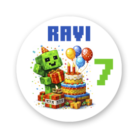 25x Traktatiesticker  Pixel Game Verjaardag