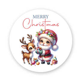 Sluitstickers kerst -  Santa with Rudolph