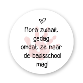Sluitstickers -Sluitzegels Naam zwaait gedag roze handje