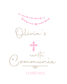 1ste Communie Raamsticker Roze goud