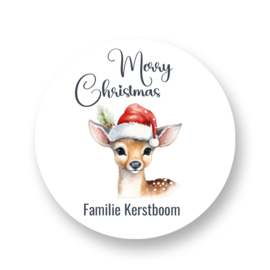 Sluitstickers kerst - Deer with hat ...met naam