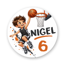 Traktatiestickers Basketbal – Met Naam & Leeftijd