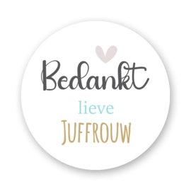 Sluitstickers “Bedankt lieve juf” – Juffrouw – 4 cm