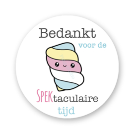 Traktatie stickers -Bedankt voor de SPEKtaculaire tijd