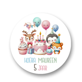 Traktatie stickers - Happy !! Birthday