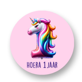 Traktatie stickers -Folie Ballon Unicorn