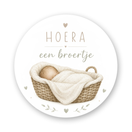 Sluitsticker Hoera een Broertje – Rieten Mandje