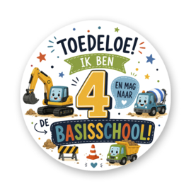 Traktatiestickers Graafmachine & Bouwverkeer – "Toedeloe!