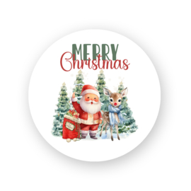 Sluitstickers kerst -  Santa with Rudolph