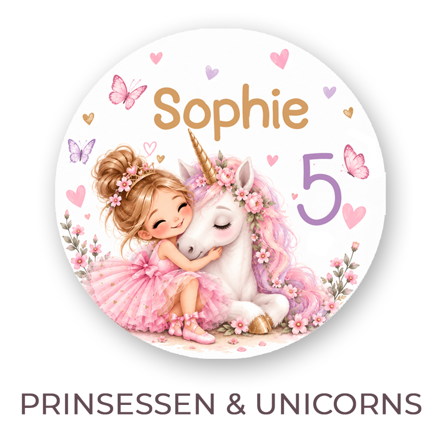traktatiestickers PRINSESSEN UNICORNS