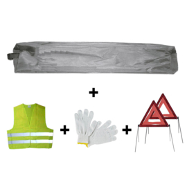 JBM Tools | Mini grijze tas noodkit + 2 driehoeken + vest + handschoenen