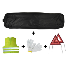 JBM Tools | Noodpakket zwarte zakrand + 2 driehoeken + vest + handschoenen