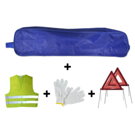 JBM Tools | Blauwe randzak noodkit + 2 driehoeken + vest + handschoenen