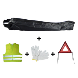 JBM Tools | Mini zwarte tas noodkit + driehoek + vest + handschoenen