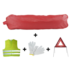 JBM Tools | Noodpakket rode zakrand + driehoek + vest + handschoenen