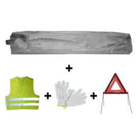 JBM Tools | Mini grijze tas noodkit + driehoek + vest + handschoenen