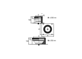 Dubbelwandig rookkanaal RVS, beginelement met condensafvoer en ondersteuningsplaat, diameter Ø150/200