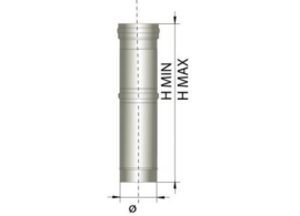 Enkelwandig rookkanaal RVS, Paspijp, diameter Ø150, (300-600mm)