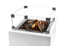 Glazen ombouw Cocoon Table inbouwbrander vierkant groot 49x49 cm